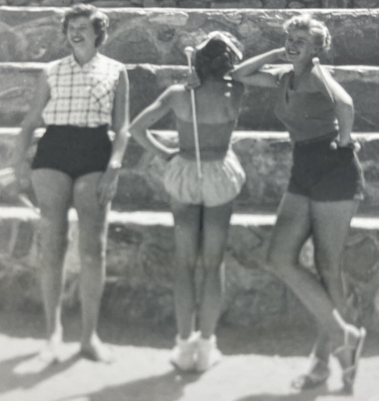 Vintage Photograph 1950's 3 California Girls Baton Twirler's / Swimming Pool
