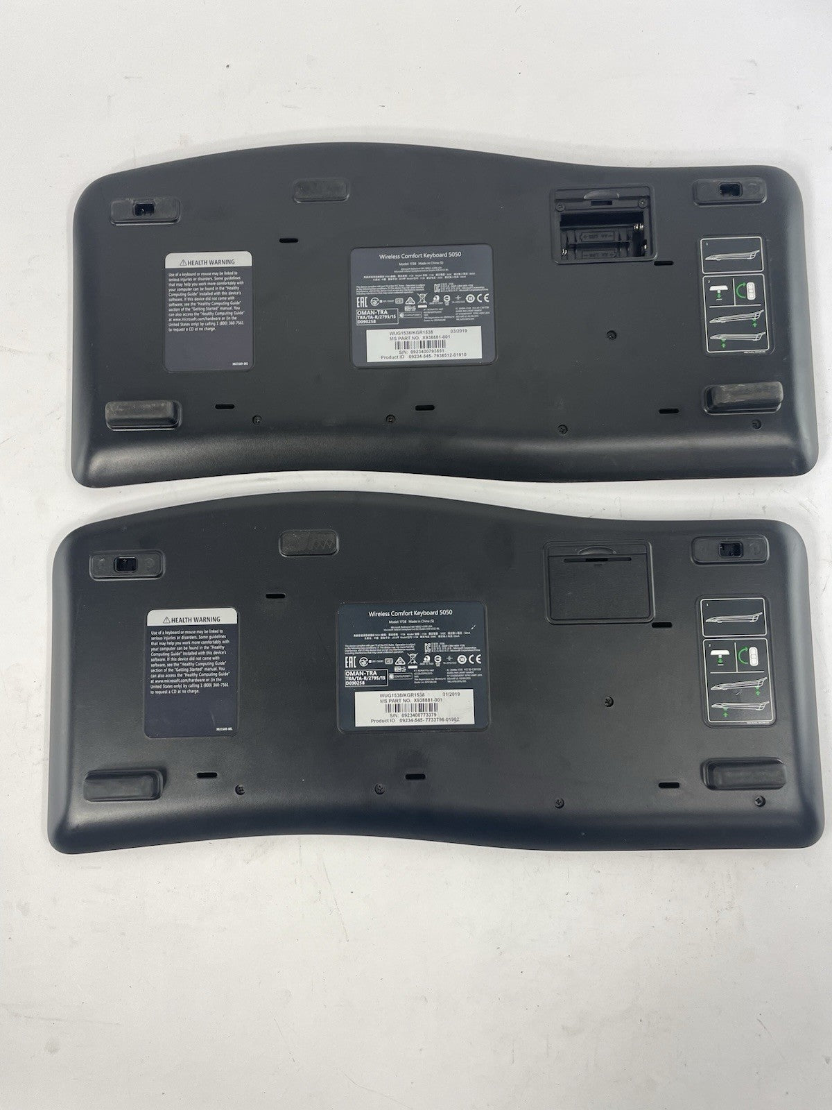 Lot of 2: Microsoft Comfort 5050 Wireless Ergonomic Keyboard 5KV-00001 No Dongle