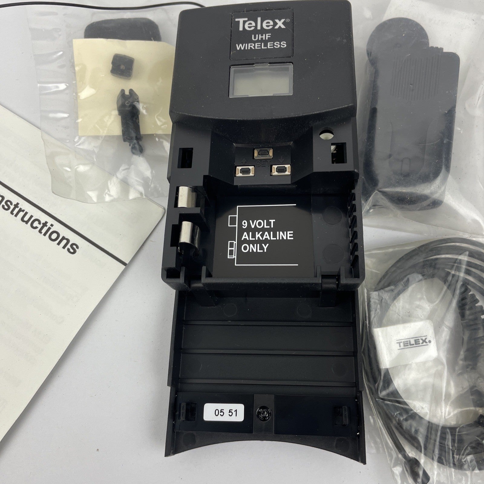 OEM Telex WT-500 UHF Wireless Beltpack Transmitter Band with Brand New Mic Clip
