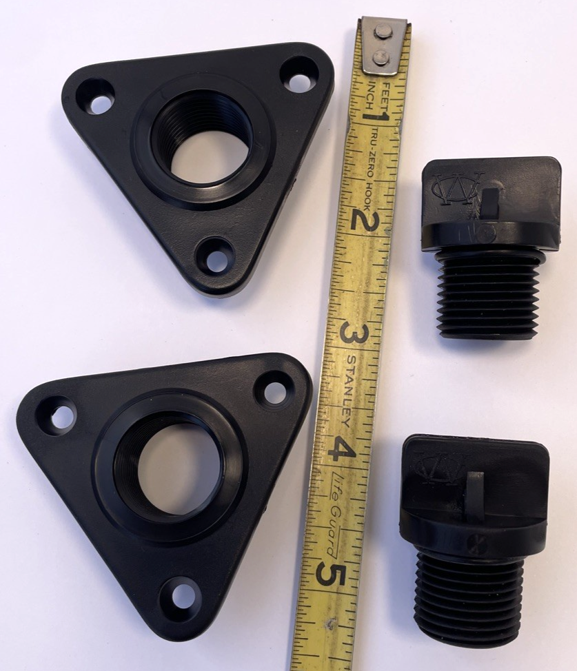 2 x Wilcox Crittenden Marine Drain Socket w Captice Screw Bung 3/4" Hole ID