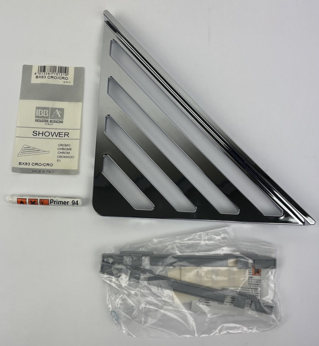 Ibb BX83 Brixia Shower Corner CHROME Adhesive Install - Made in Italy - RARE