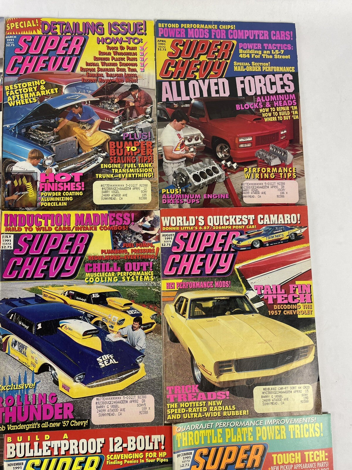 Lot of 12: SUPER CHEVY MAGAZINES Complete Full Set 12 issues Jan to Dec 1991