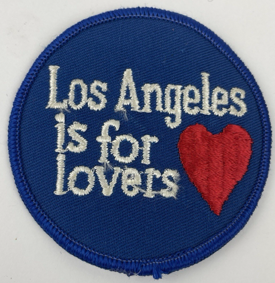 LOS ANGELES IS FOR LOVERS EMBROIDERED SEW ON PATCH Circa 1980 Vintage 3"