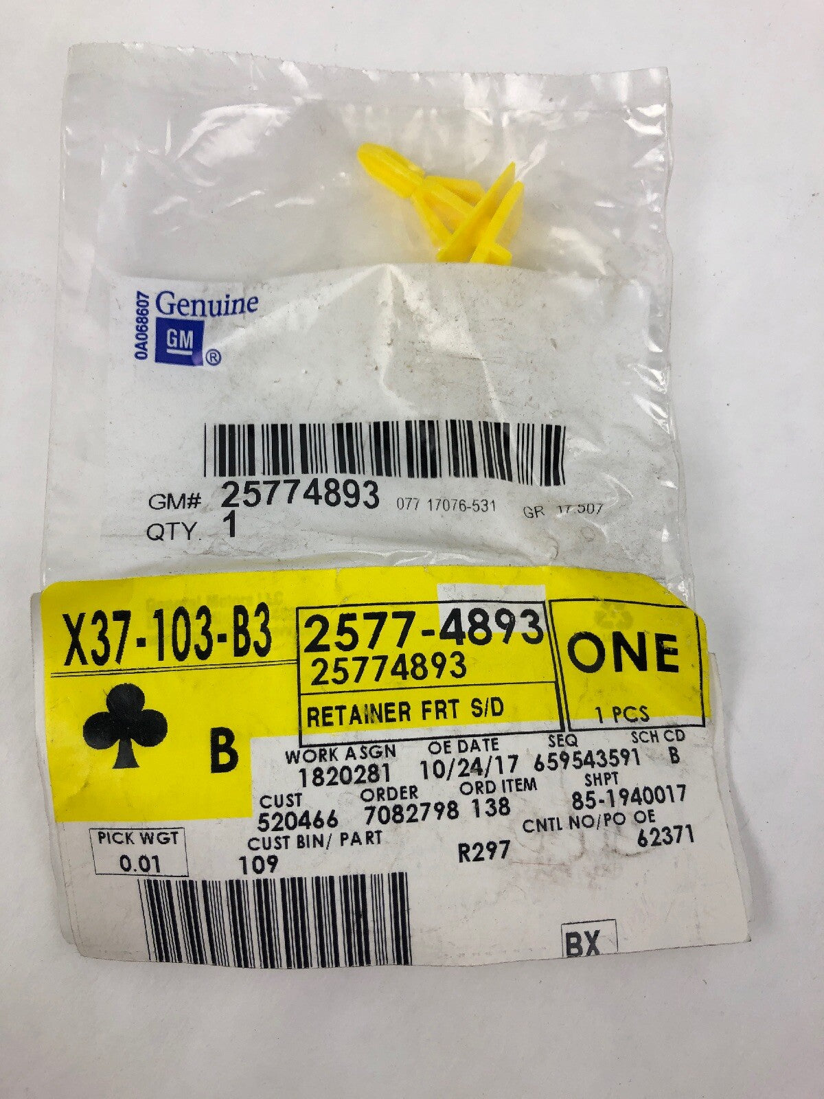 Genuine GM OEM Exterior-Rear-Lower Molding Clip Part # 25774893- FSTSHP