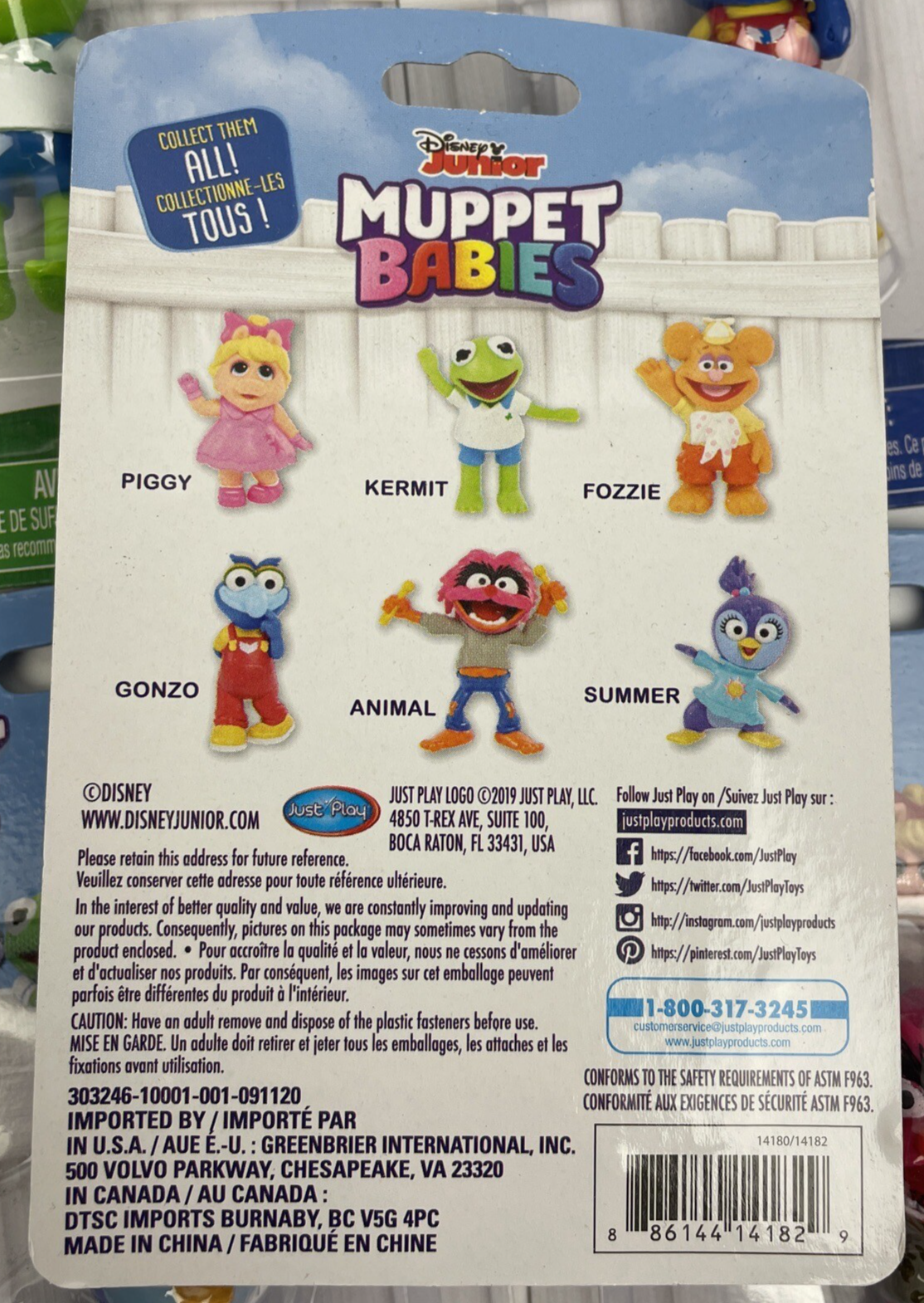 6 x Disney Junior Muppet Babies Figurines Lot NIB Piggy Kermit Gonzo Fozzie ANML