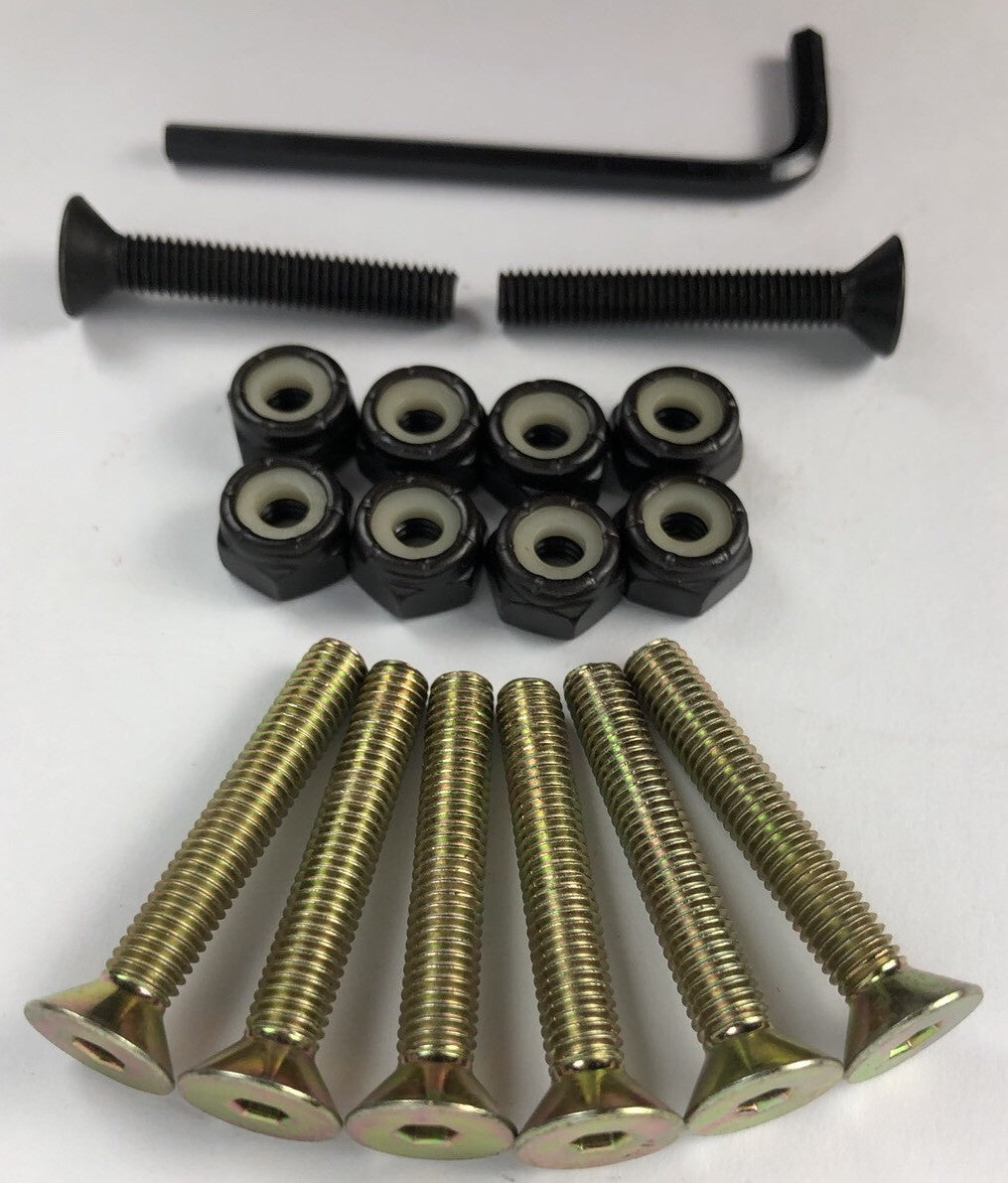 NOS Grind King SKATEBOARDS 1.25” Allen Key Skateboard Hardware 6 GOLD 2 BLACK