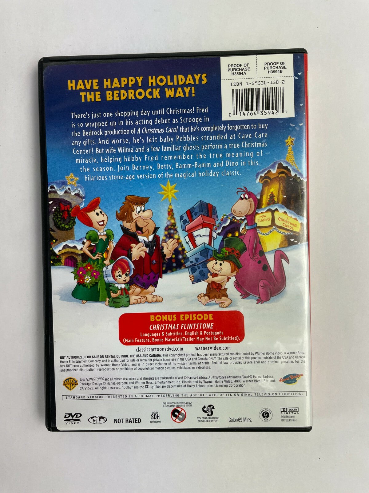 " A Flintstones Christmas Carol " Feature Length Movie Classic DVD Movie *VGC