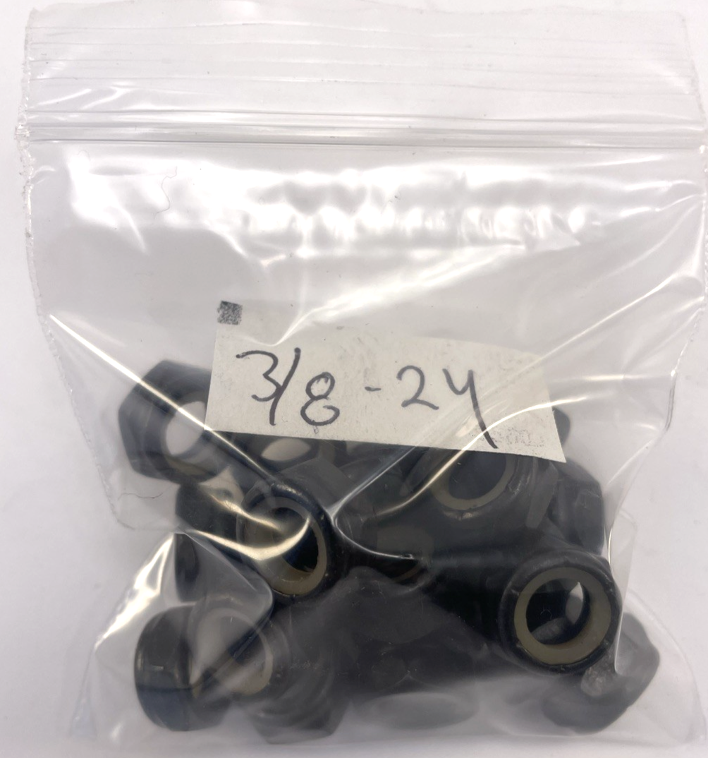 Lock Nuts 3/8 24 Fine Thread Nylon Insert Black Steel Lot of 25 Kingpin