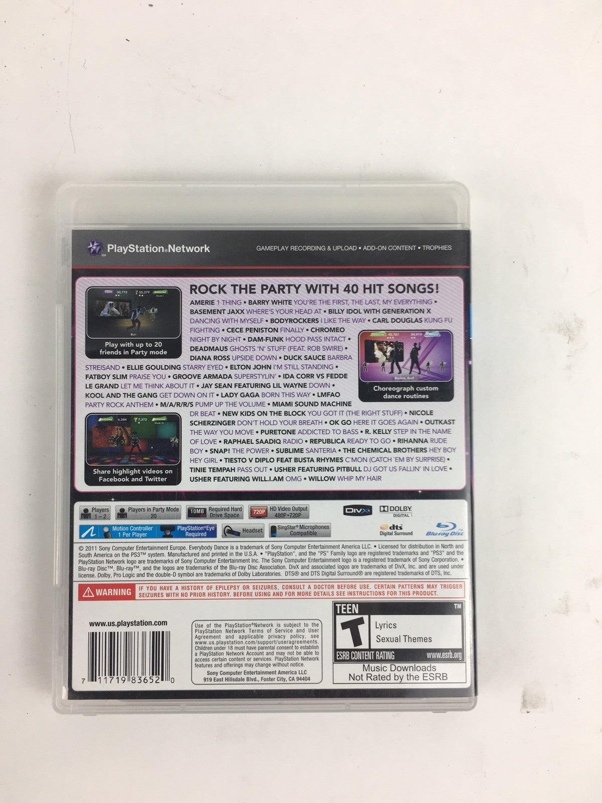EVERYBODY DANCE --- PLAYSTATION 3 PS3 w/ Original Box 