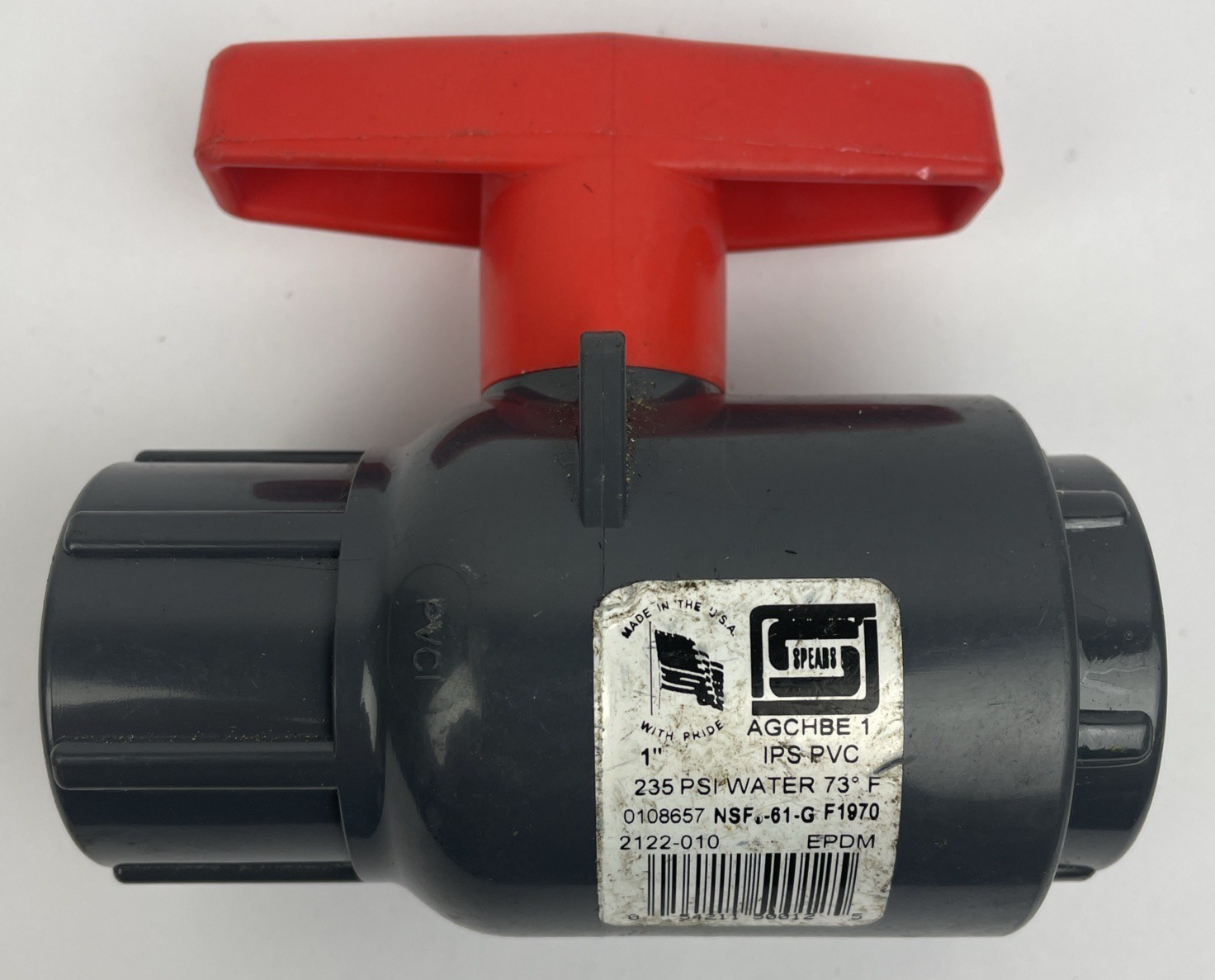 OEM Spears 2122-010 - 1" S x S Schedule 80 PVC Ball Valve w/ EPDM Seal