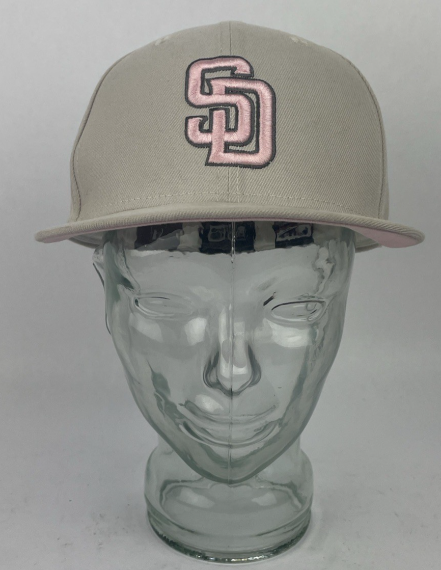 San Diego SD Padres Hat Fitted 7 1/4 Beige w Pink  New Era 59Fifty Genuine MLB