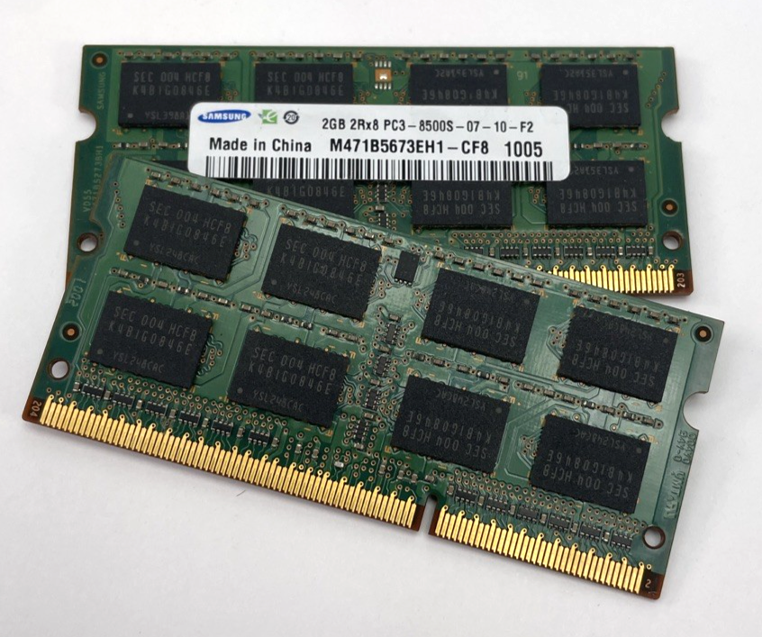 SAMSUNG 4GB Kit (2x2 GB) 2Rx8 DDR3 PC3-8500S-07-10-F2 LAPTOP  MEMORY