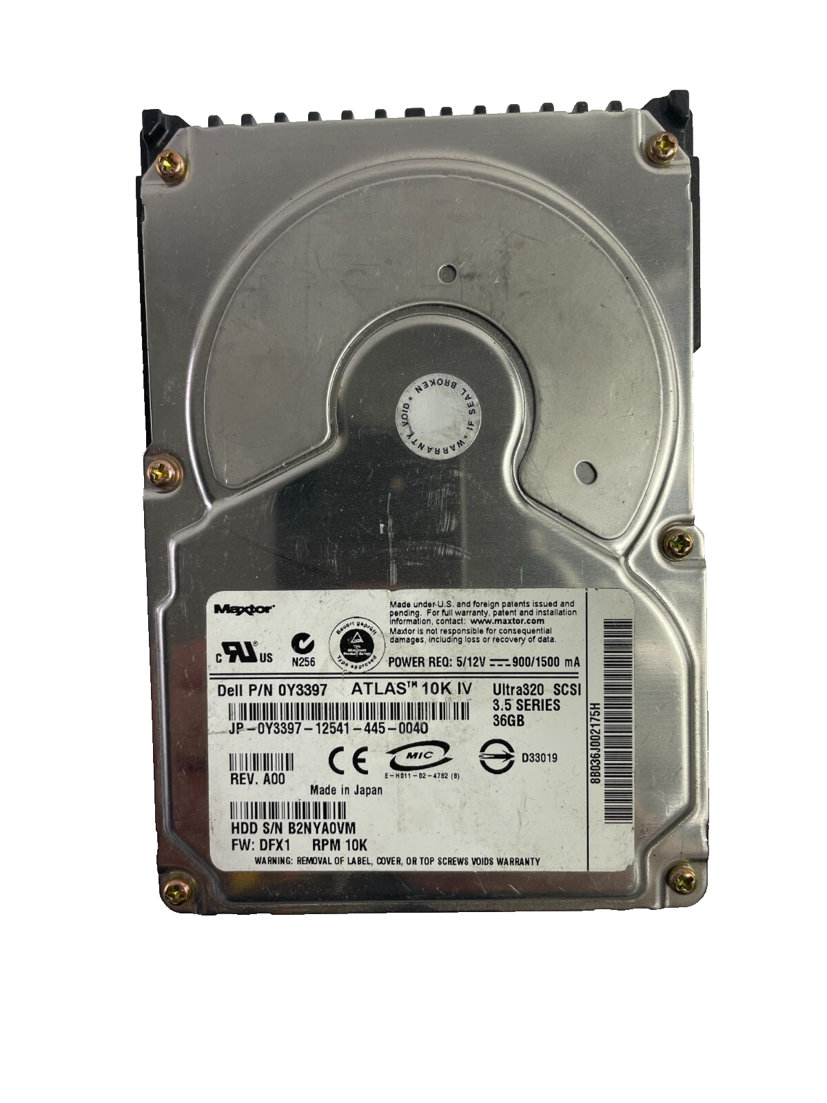 Maxtor Ultra320 SCSI 36GB Model Dell P/N OY3397 Hard Disc Drive Cache 8 MB