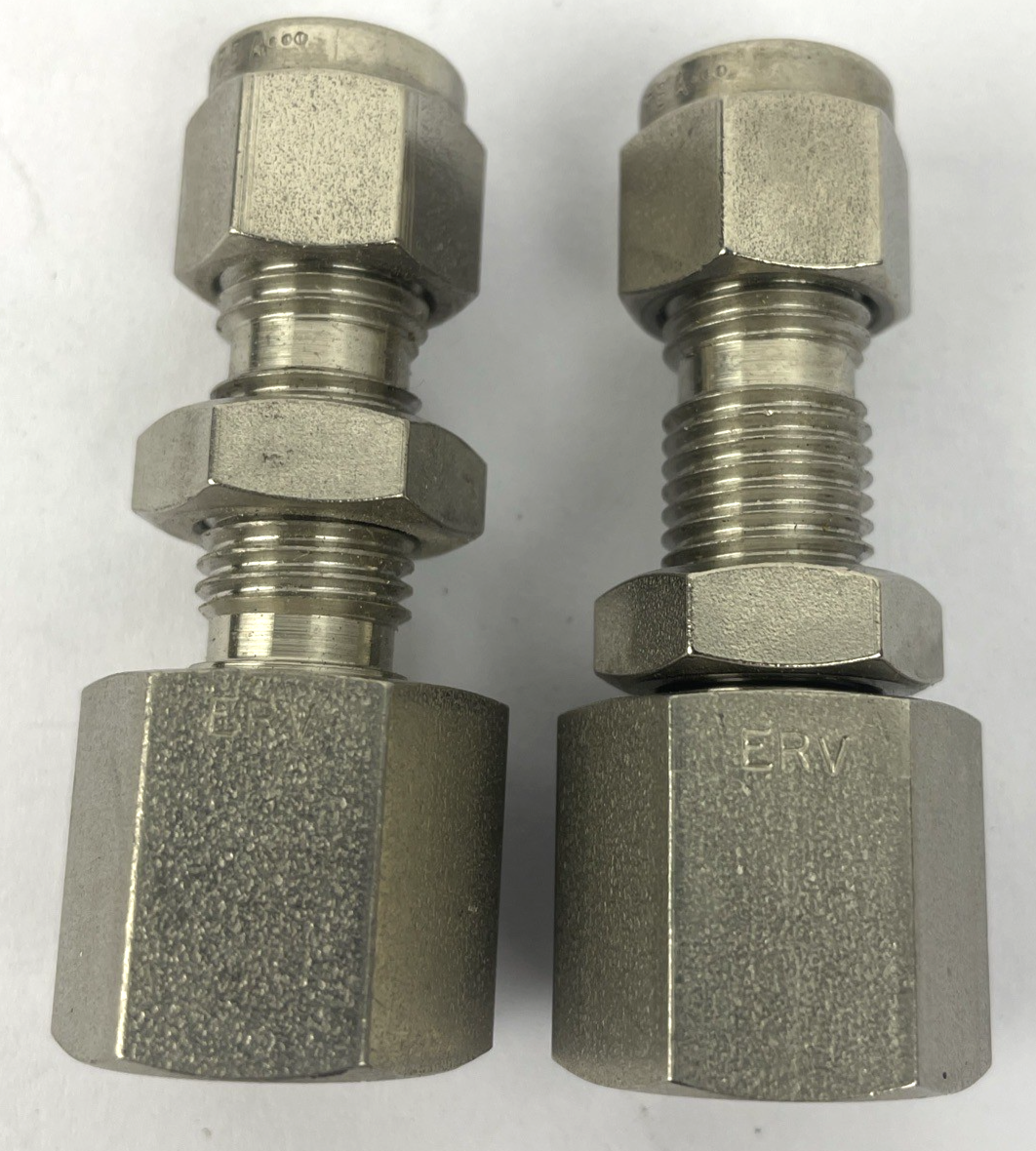 2 x Swagelok SS-400-71-2 SST Fitting, Female Bulkhead- LOOK