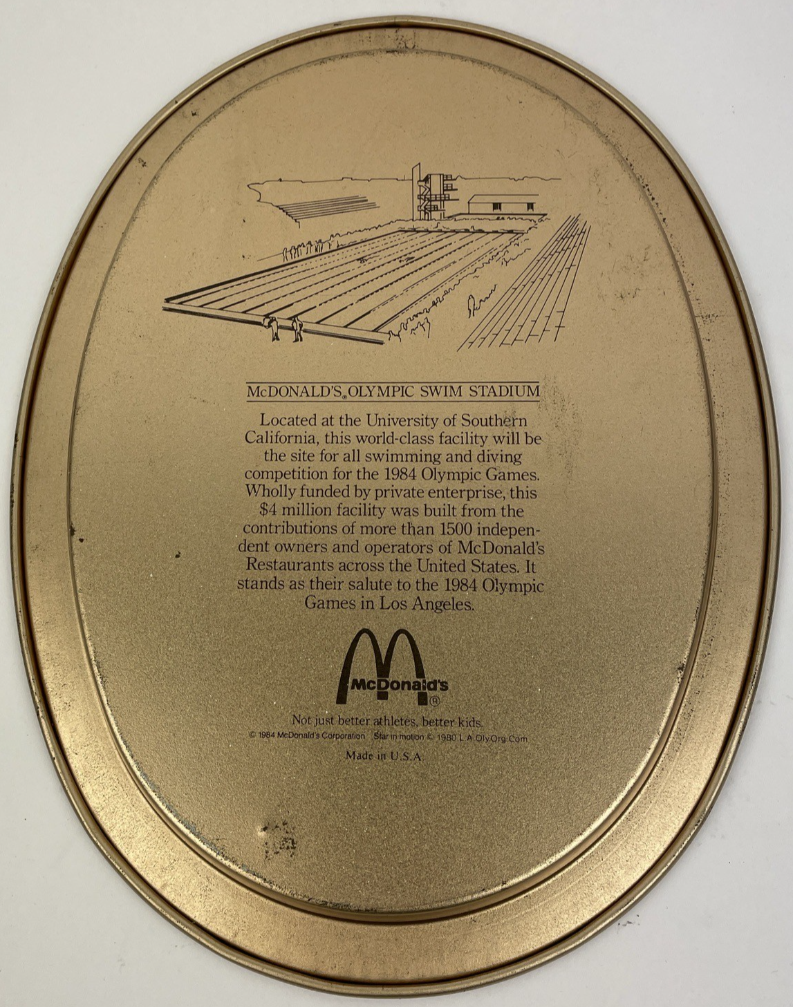 OLYMPIC Games Tin Tray XXIII Olympiad Los Angeles 1984 Plate McDonald Race Relay