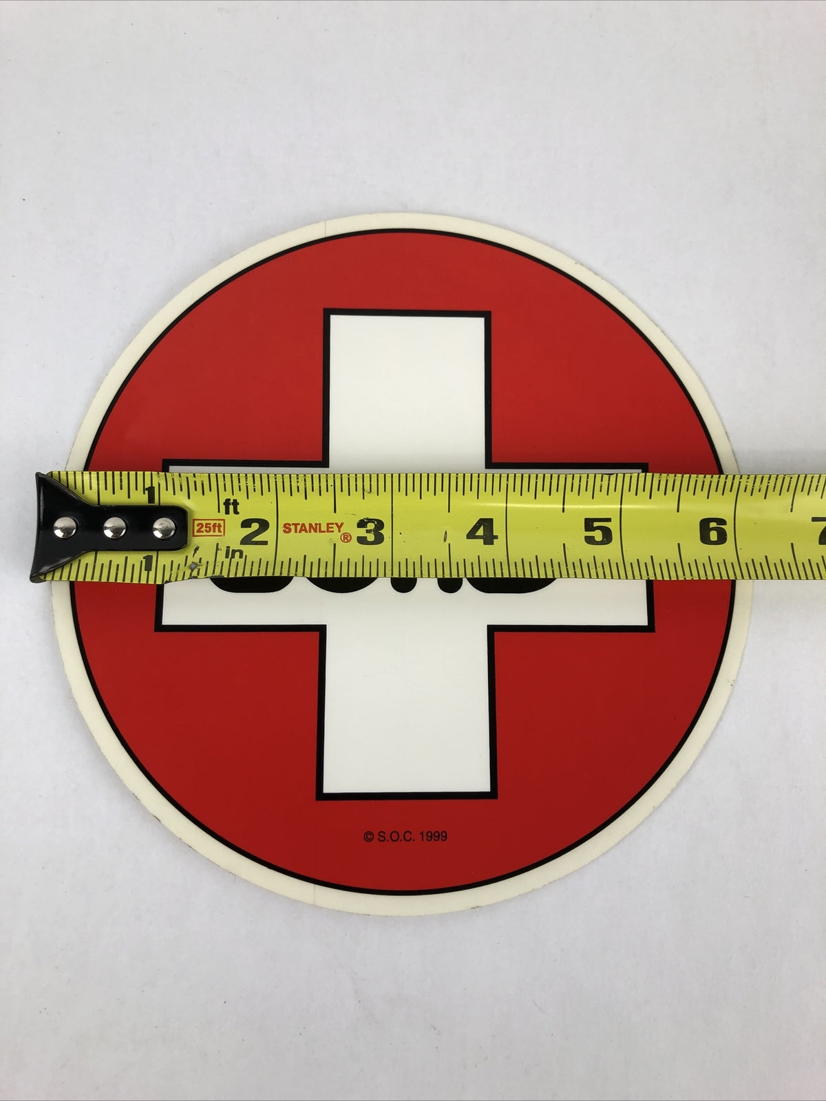 NOS 1999 Bones Bearings Swiss Circle 6.25-inch vintage skateboard sticker.