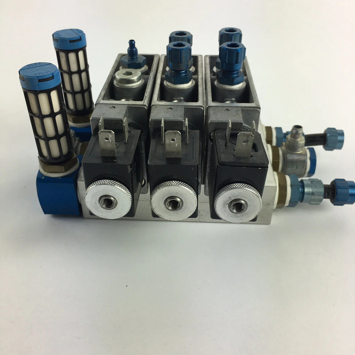 Bank of 3 Festo PRS-1/8  3B Solenoid Valves, 2-Pos 3-Port 120psi MO13
