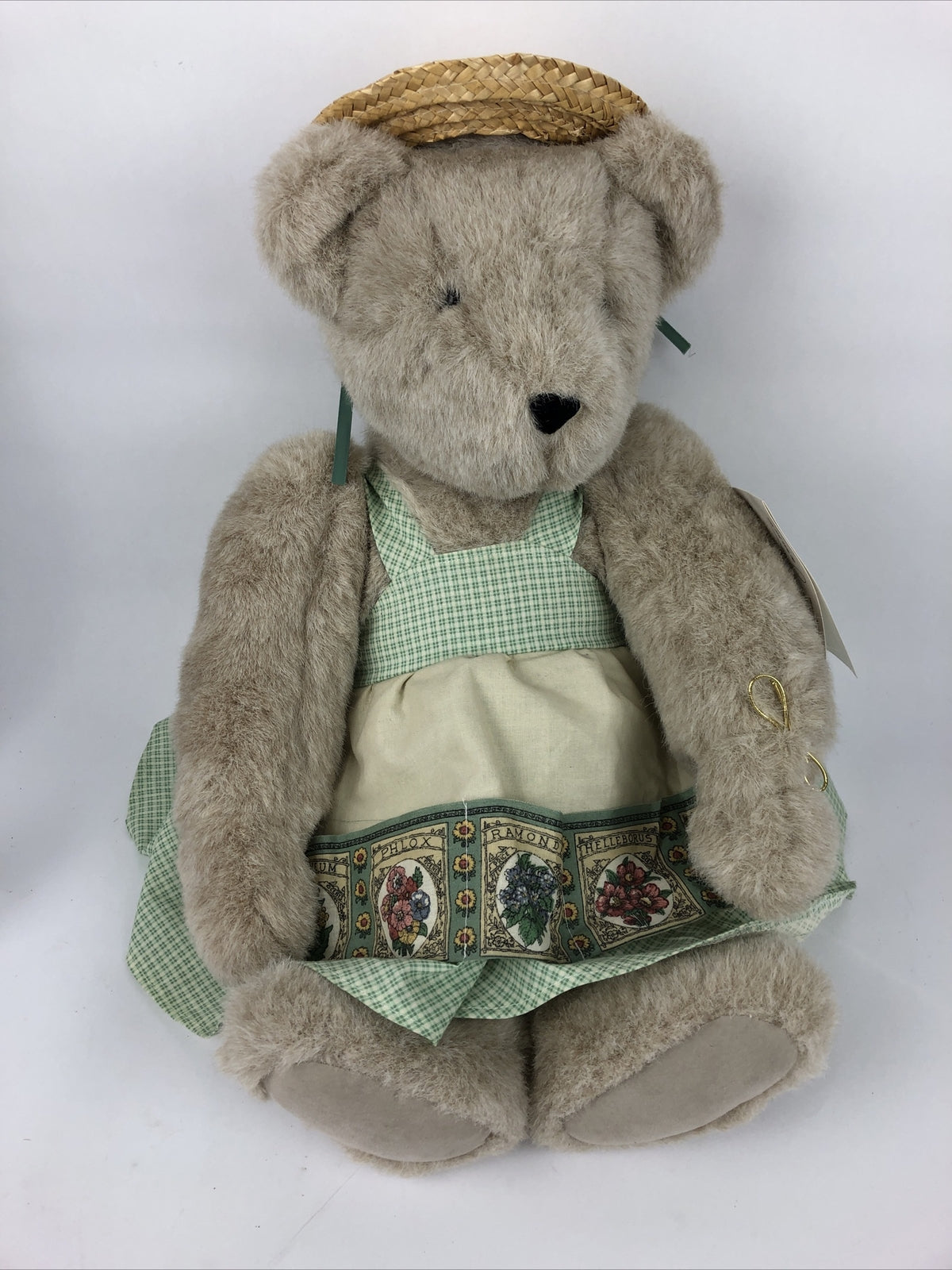NOS THE VERMONT TEDDY BEAR COMPANY 21" Fully Dressed Jointed Limbs Straw Hat