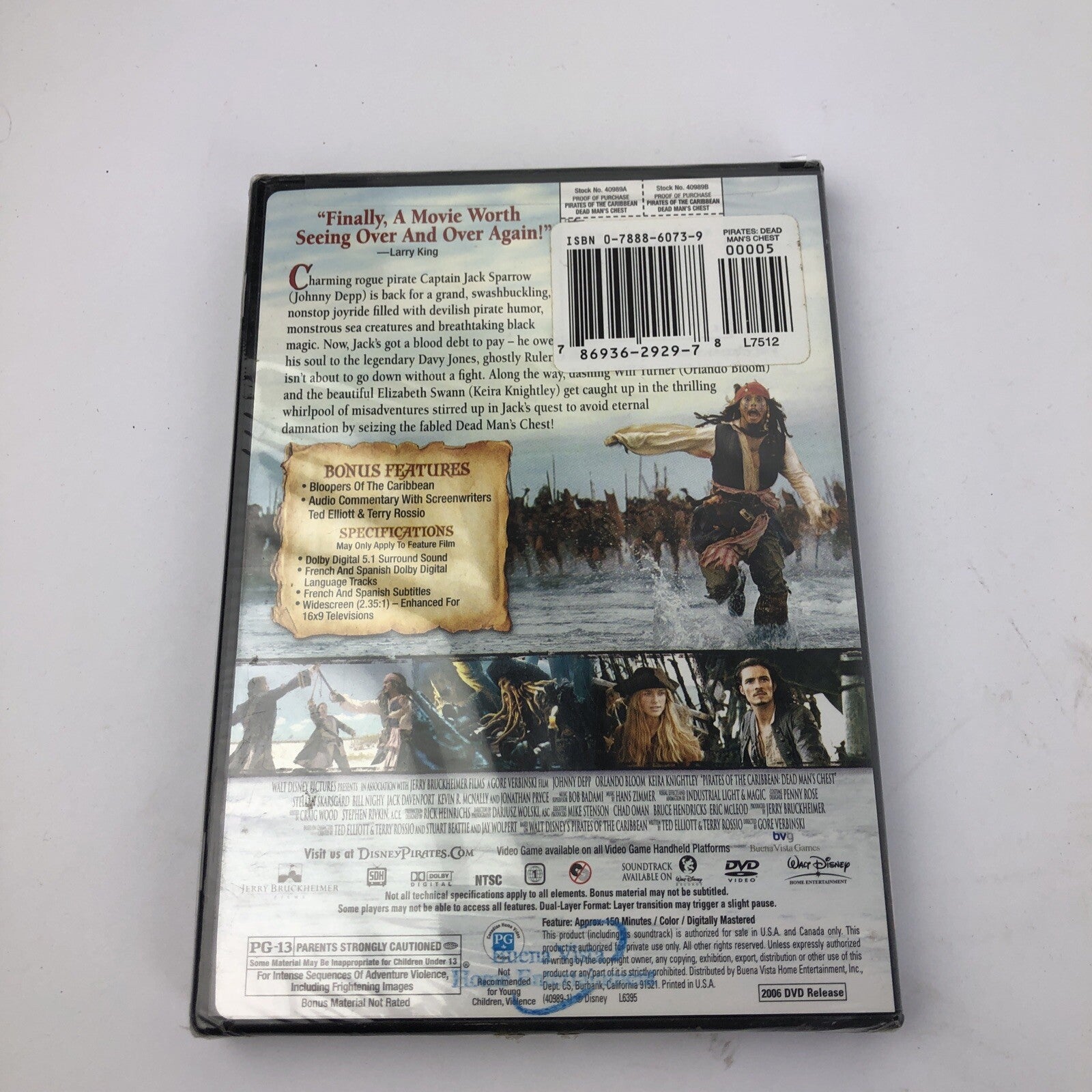 Pirates of Caribbean Dead Man's Chest 2006 2 Disc Special Edition DVD SEALED