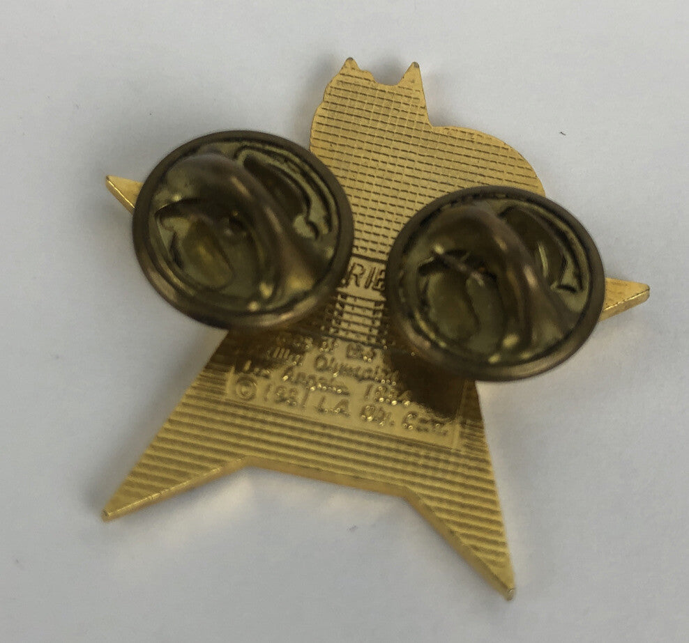 1984 Los Angeles Olympics Sam the Eagle torch white hat vintage lapel pin