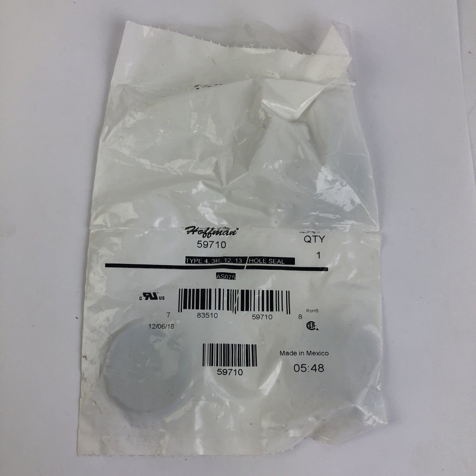 Hoffman 59710 A-S075 4, 3R, 12, 13 Hole Plug Seal Sealed New in Package - LOOK