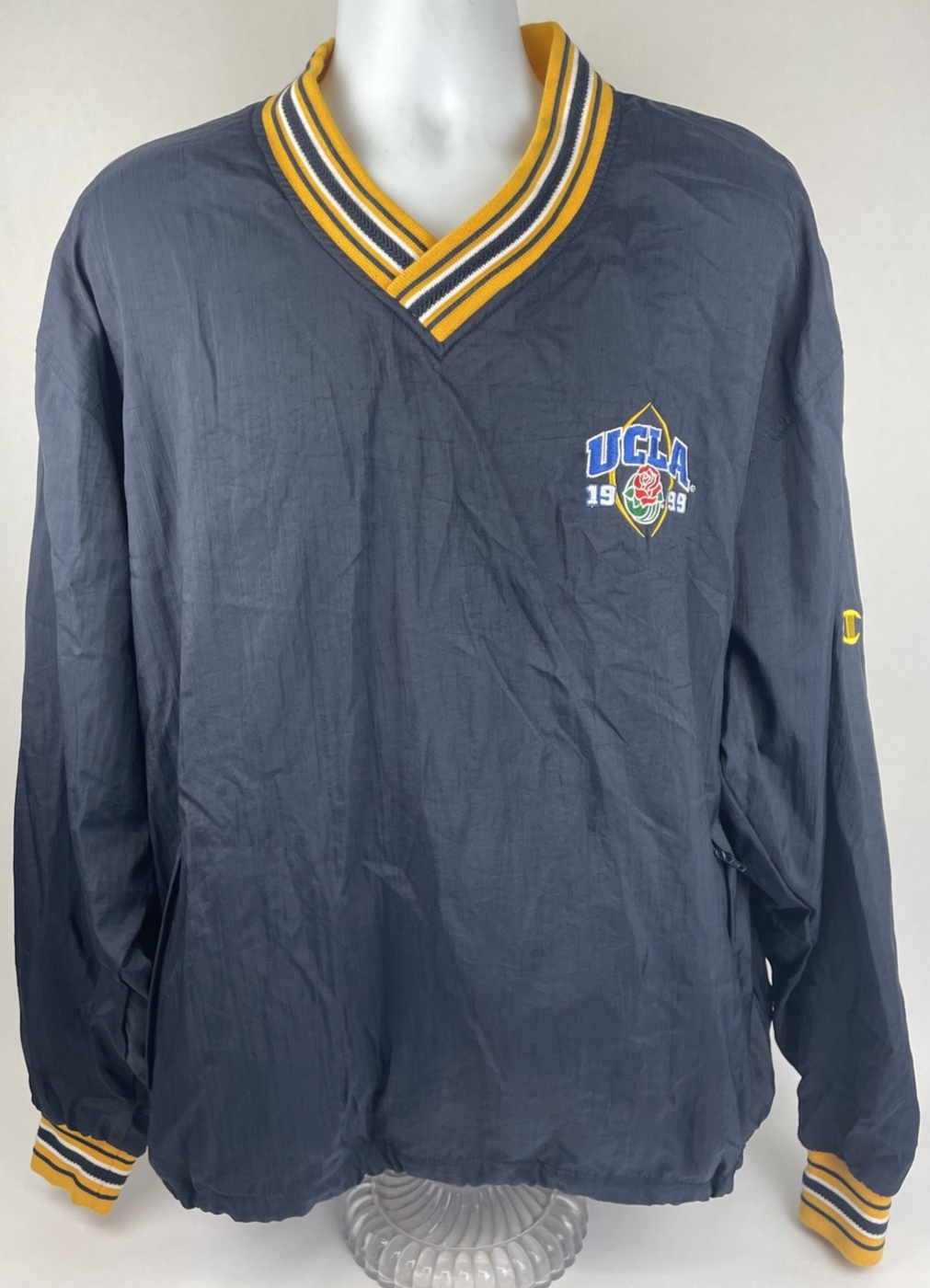 Vintage 90s UCLA Rose Bowl 1999 Pullover Lined Windbreaker Mens Large Navy Blue