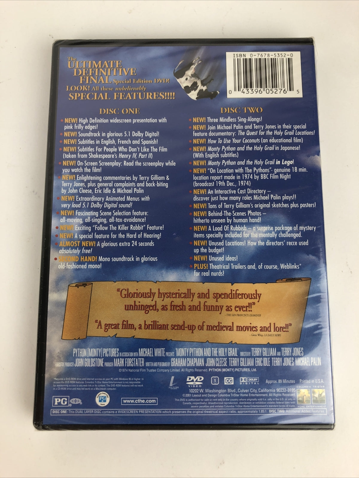Monty Python And The Holy Grail DVD, 2001 2-Disc Set Special Edition New Sealed