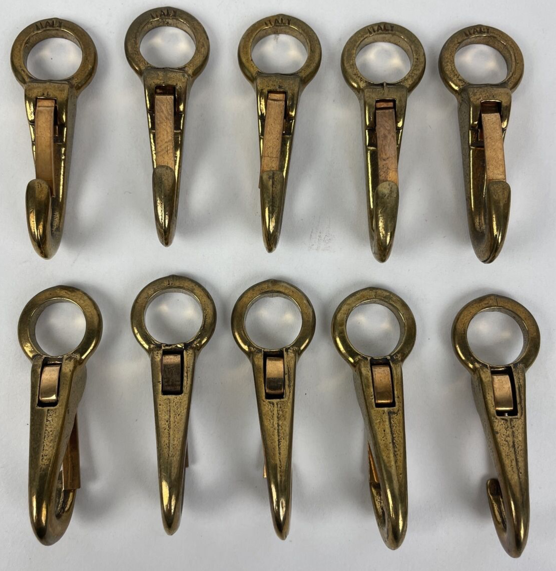 Lot of 10 x Vintage 2” Brass Snap Hook Clips Bimini Sailboat Nautical Marine #1