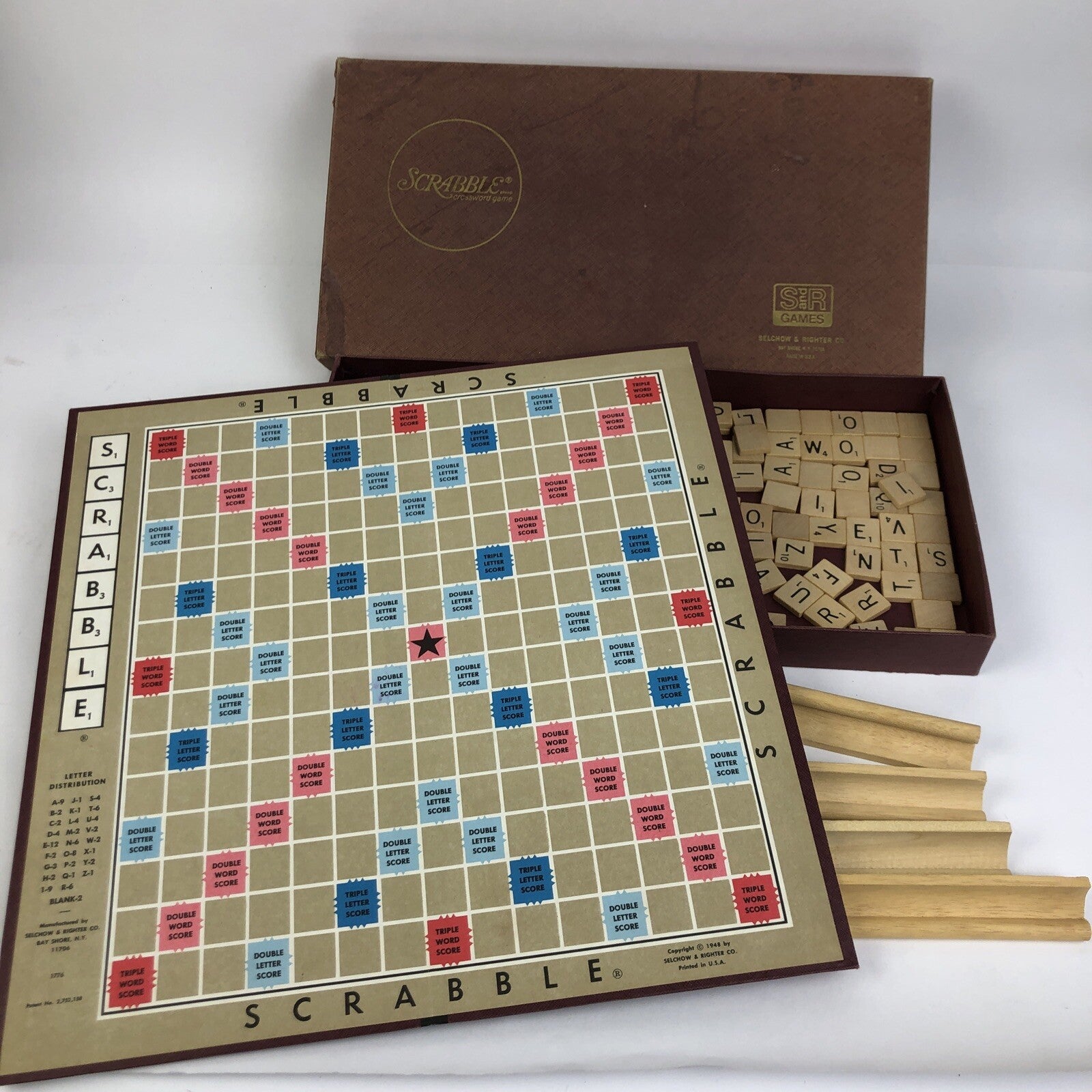 Vintage Scrabble Game - Selchow & Righter Co S and R Games 1976 w All 100 Tiles