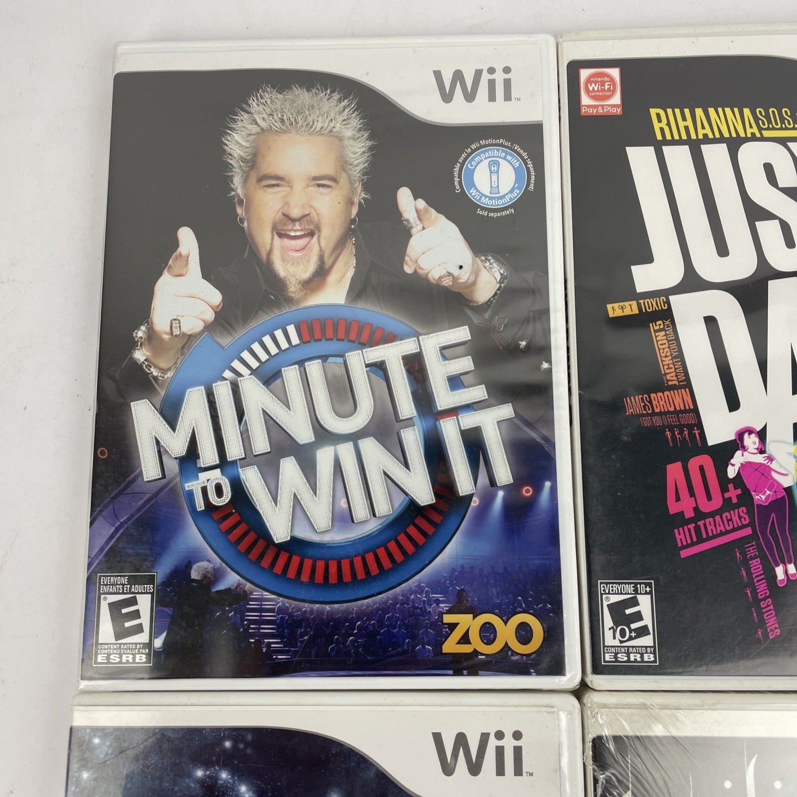 Lot Of 4 Wii Games - Minute Win It - Just Dance 2 - LLUXOR 3 - Twilight Scene It