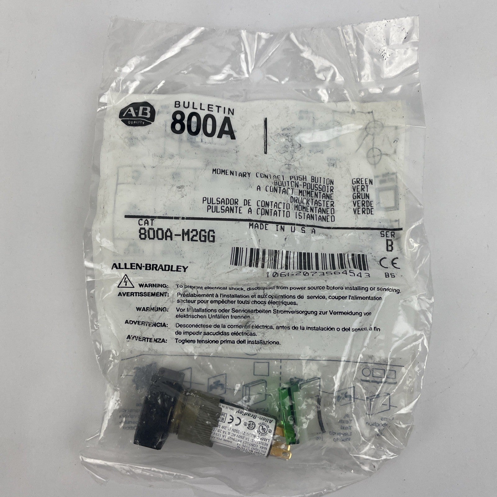 NIB Allen Bradley Bulletin 800 Momentary Contact Push Button