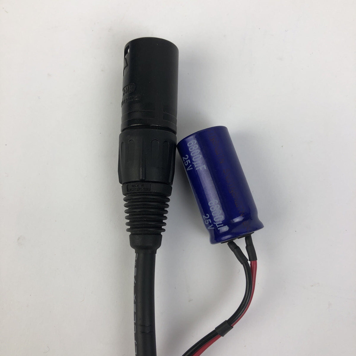 Neutrik Black Gold Plated 4 Pin XLR Male To Female w 6800uF  25V 85°C ￼Capacitor