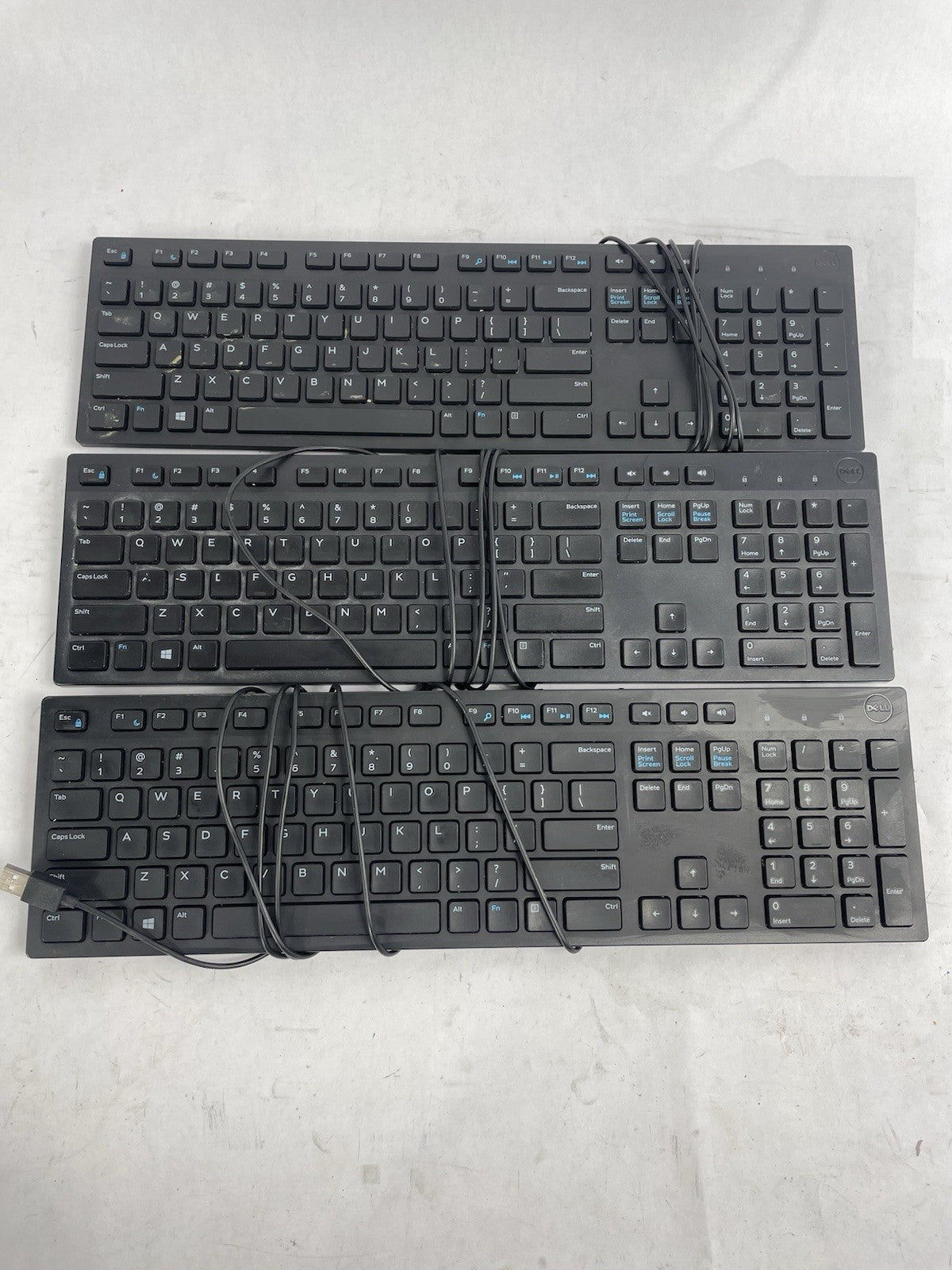 Lot of 3 Dell 0644G3 USB Keyboards - Black