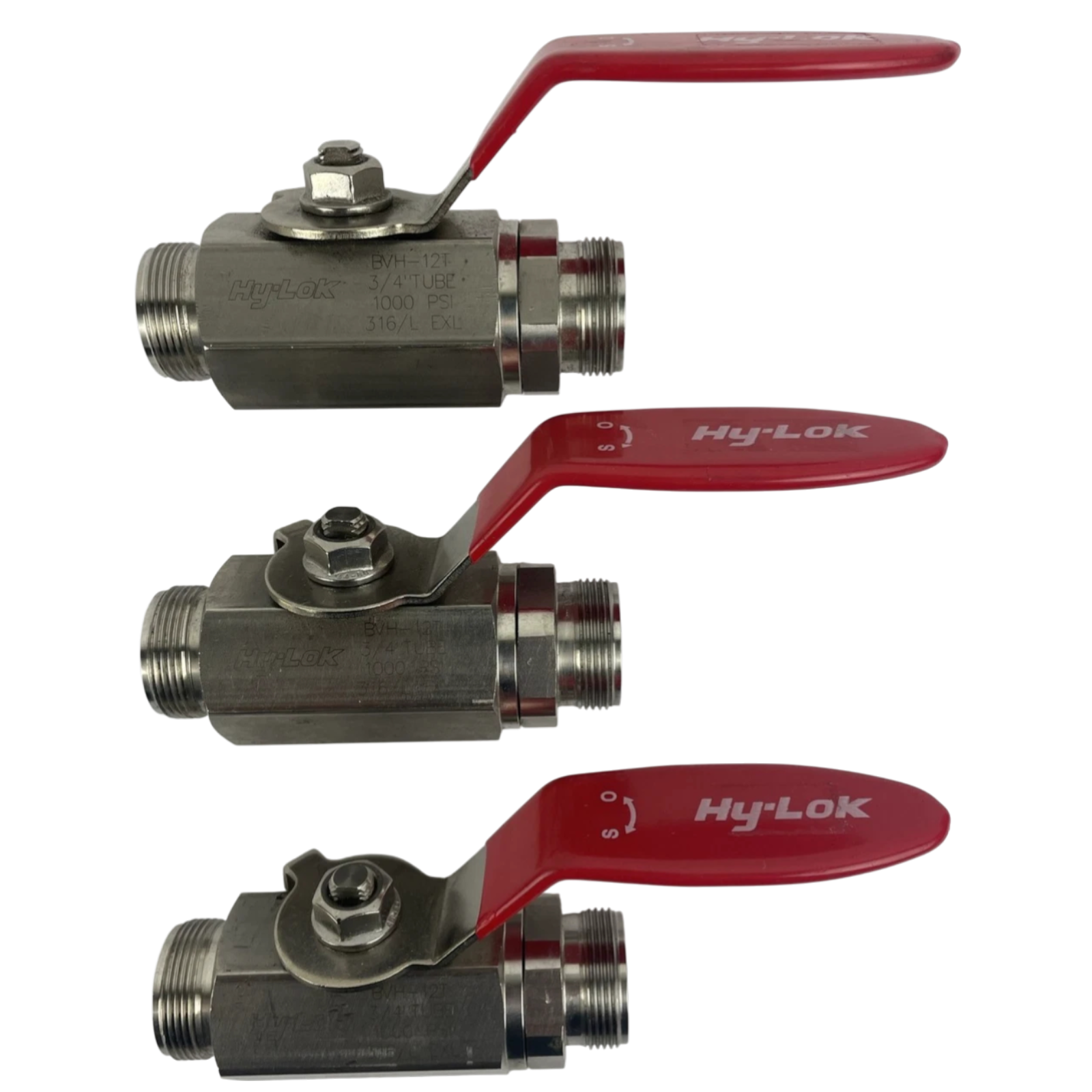 Hy-Lok BVH-12T 3/4"" Tube 1000PSI 316 Stainless Steel Ball Valve Used (Lot of 3)