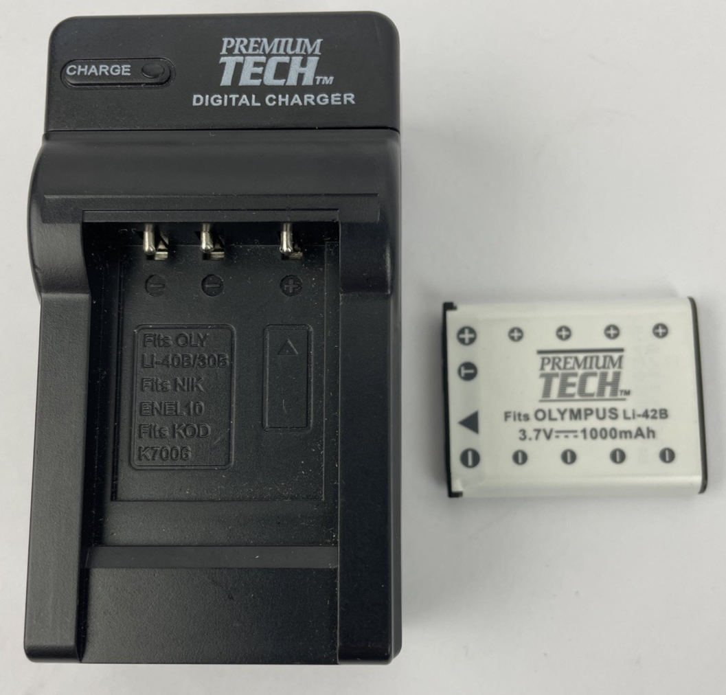 Premium Tech Battery LCD Wall Charger with Battery - fits OLYMPUS LI-42B