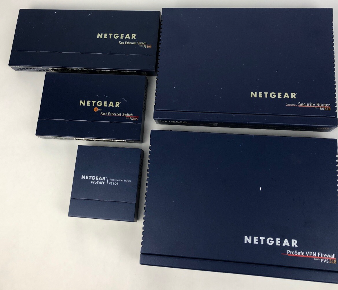 Lot of 5 ~ WiFi Network Routers & Ethernet Switch NETGEAR BUNDLE