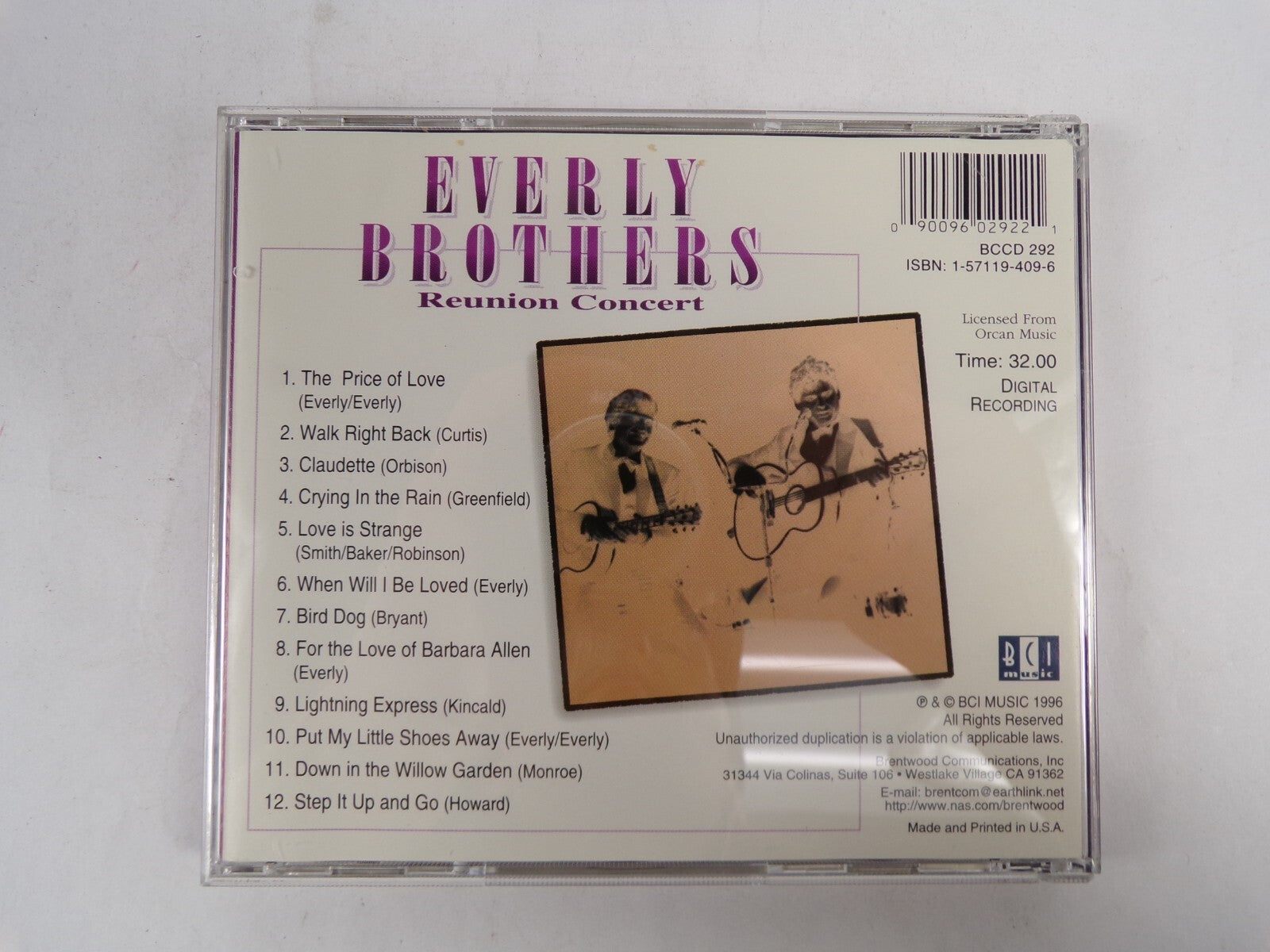 Everly Brothers Reunion Concert CD #31
