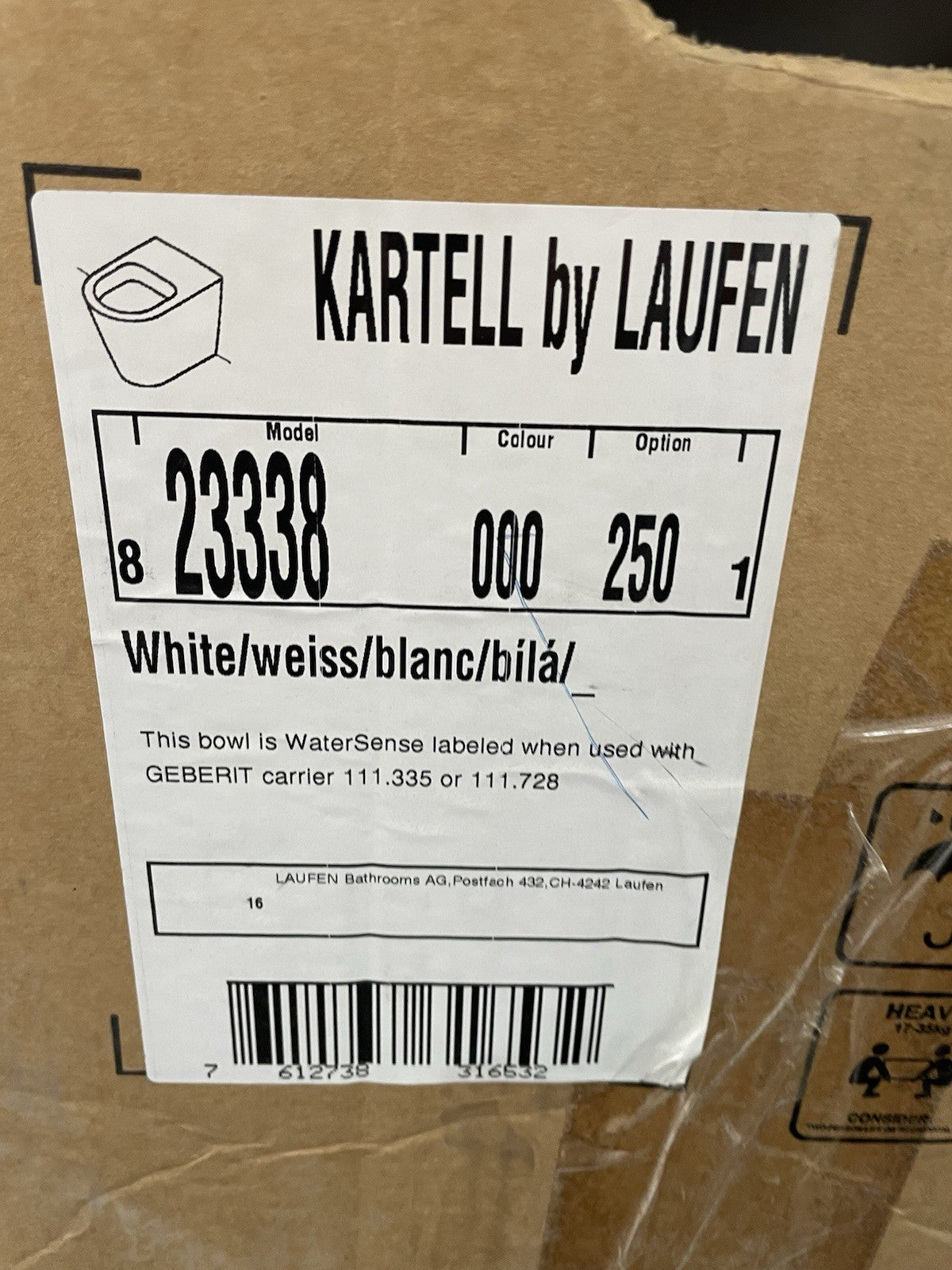 Laufen  Kartell Toilet 21 1/2" Dual Flush Wall Hung Rimless Water Closet Bowl