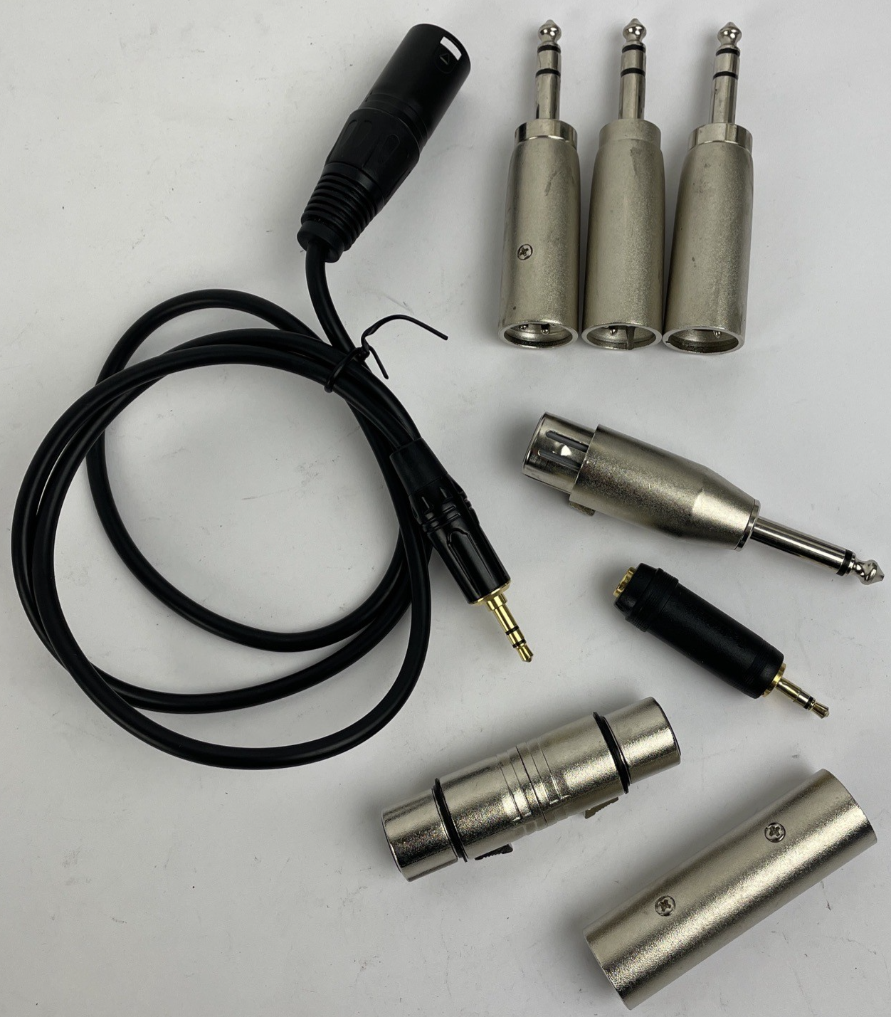 Locking 3-Pin Male XLR to Male 1/4" 6.35mm Mono Jack Connector Audio Adapter Lot