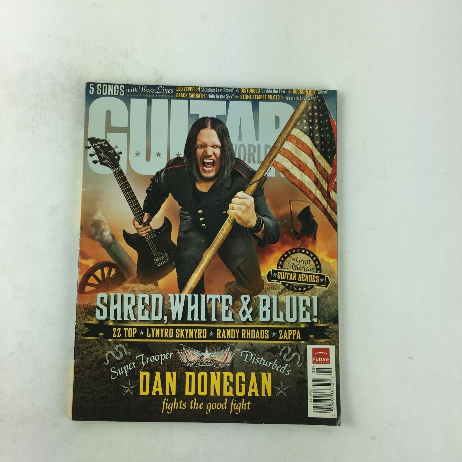 Guitar World Magazine Shreo White & Blue! Dan Donecan Led Zeppelin Black Sabbath