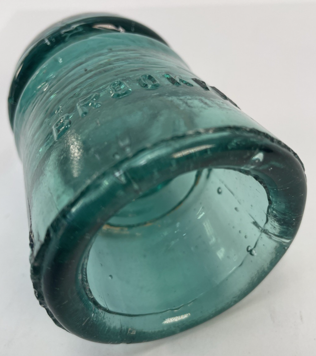 Antique Glass Pony Insulator - W Brookfield CD 102 Aqua Blue Green    -    #1