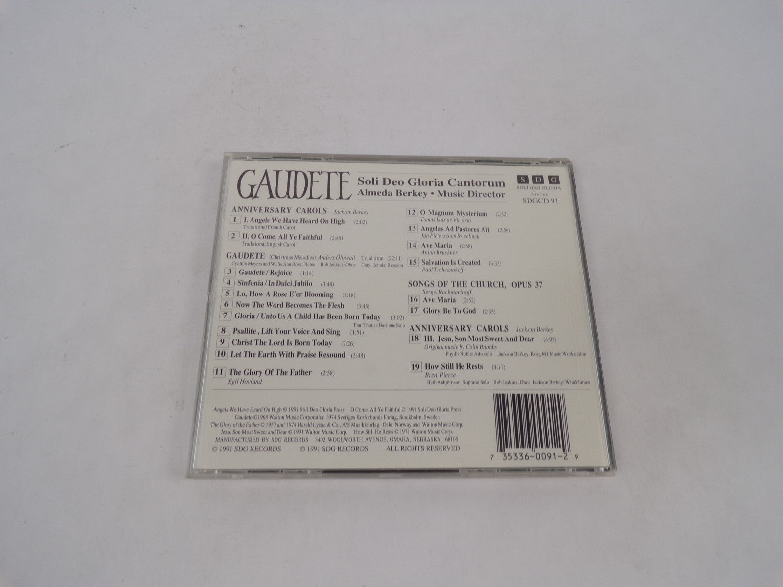 The Natural State Of Man Is Gaudete Soli Deo Gloria Cantorum Almeda Berkey CD#70