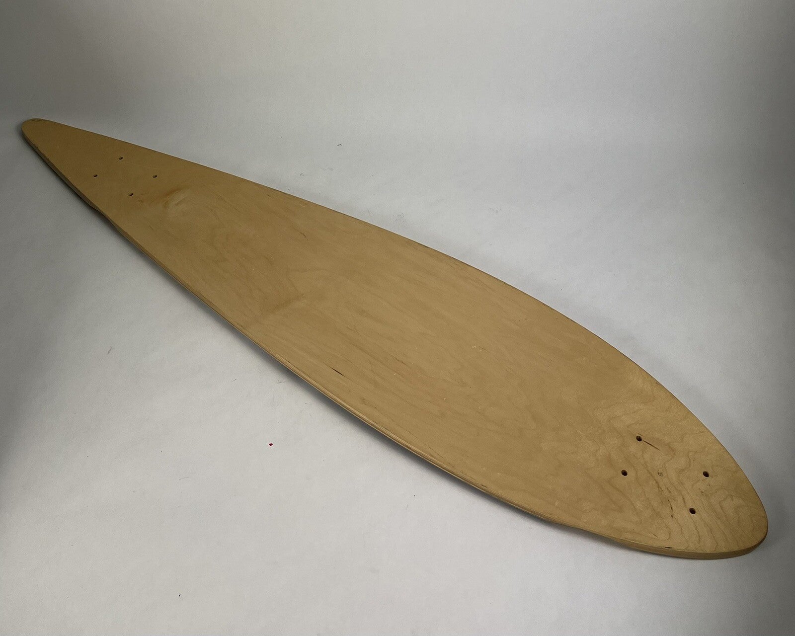 Frite Alors! pintail downhill top mount 8-ply maple skateboard deck 8.75 x 39.625 inches.