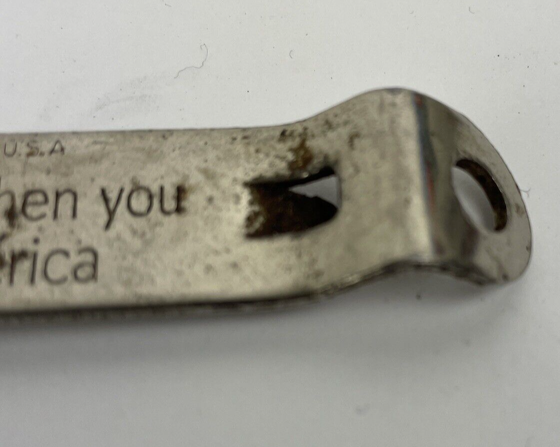 Vintage Lucky Lager Can Beer Bottle Opener "IT'S LUCKY When You Live in America"