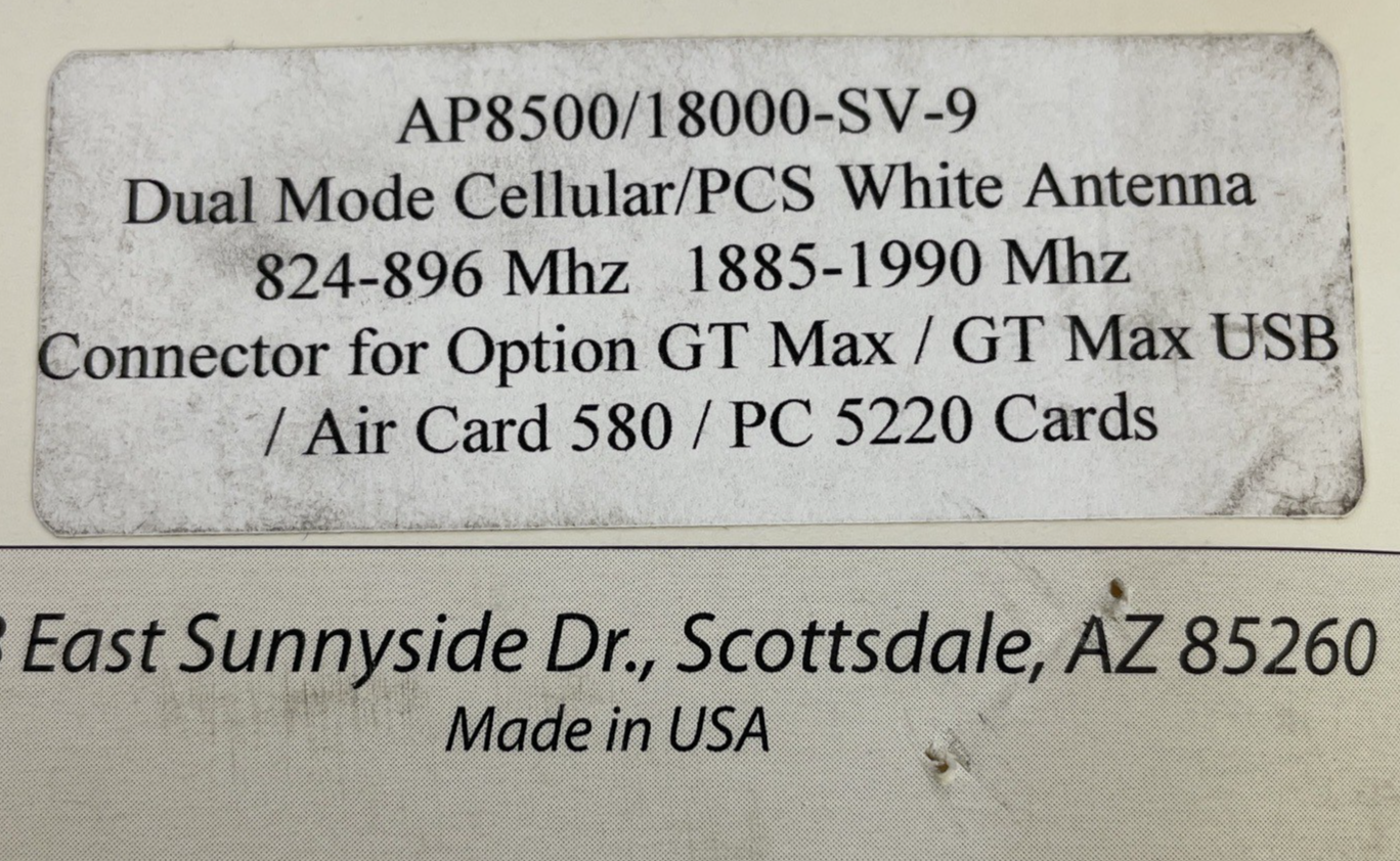NOS Antennas Plus LTE Duel Mode PCS GPS White Perm Mount Antenna 1885-1990 Mhz