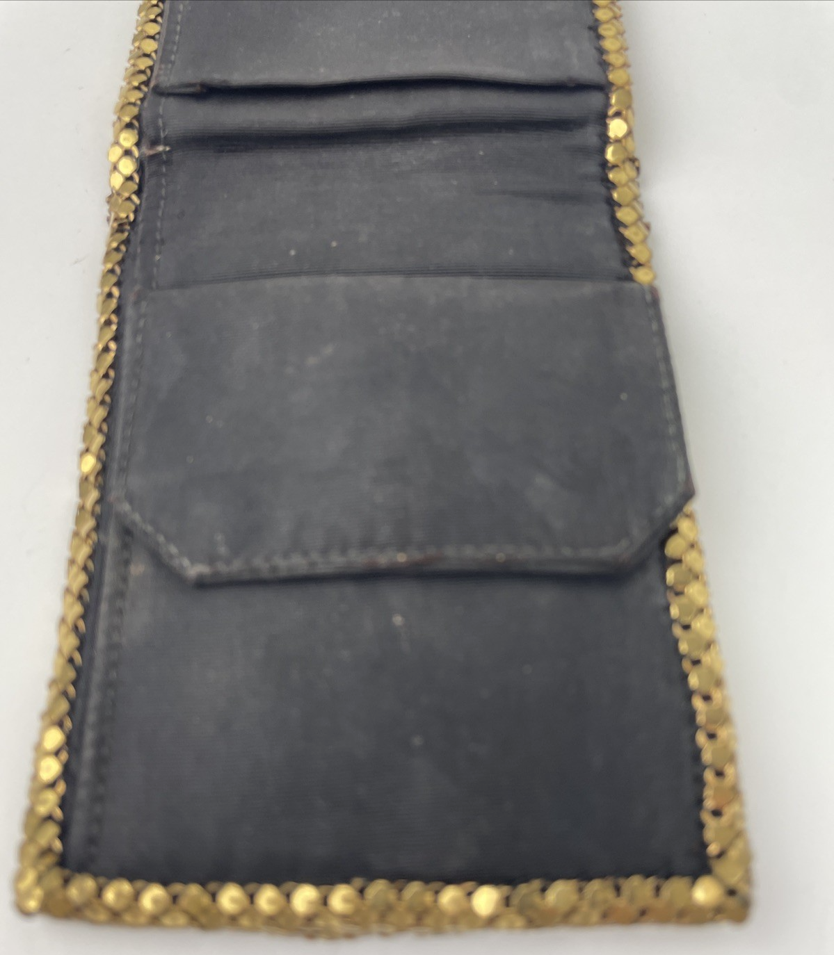 Vintage Whiting & Davis Gold Metal Mesh Chainmail Bi-fold Wallet MCM 1950s