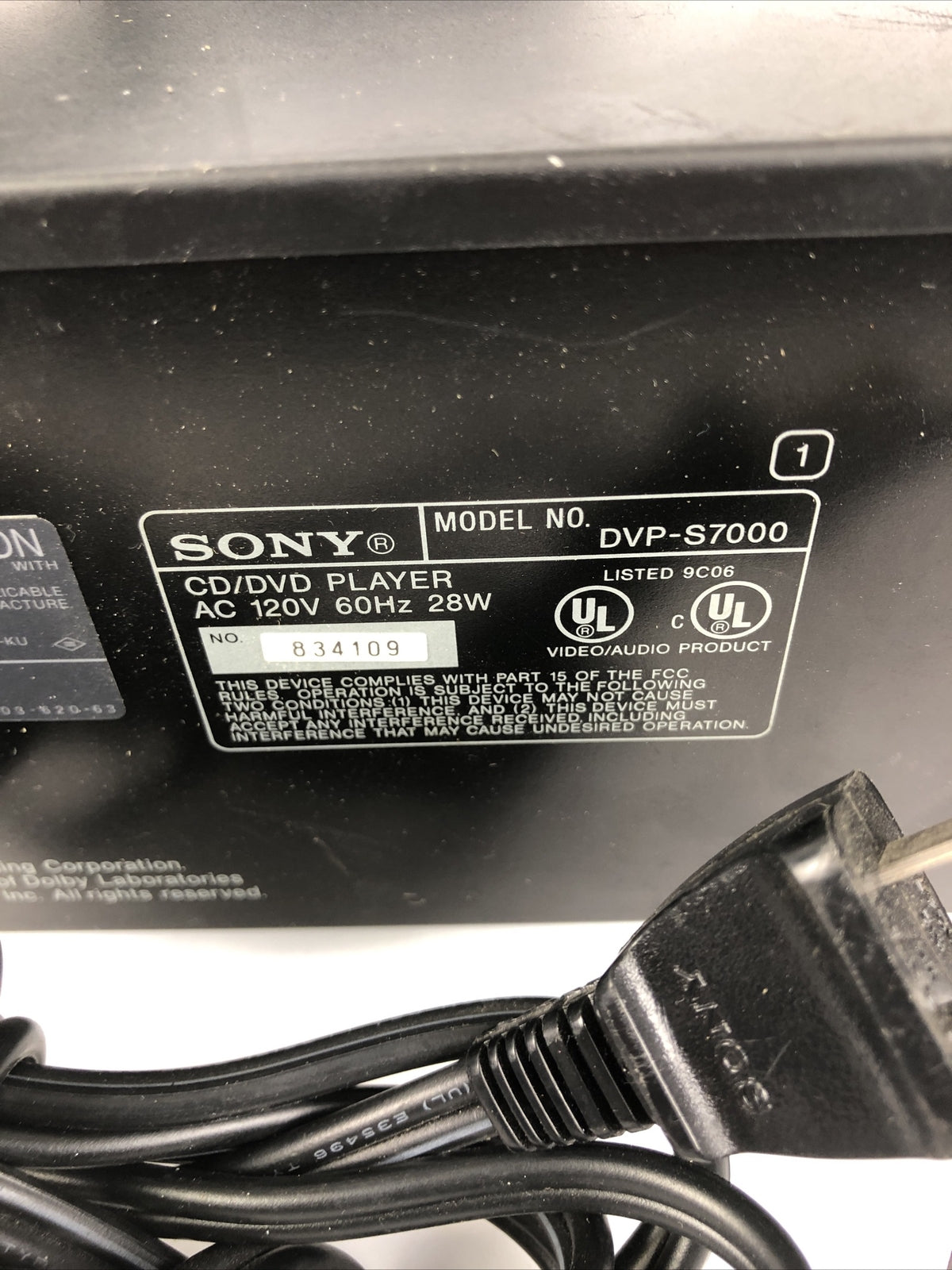 Sony DVP-S7000 DVD CD VIDEO Noise  Reduction Current Pulse Converter Tested VGC