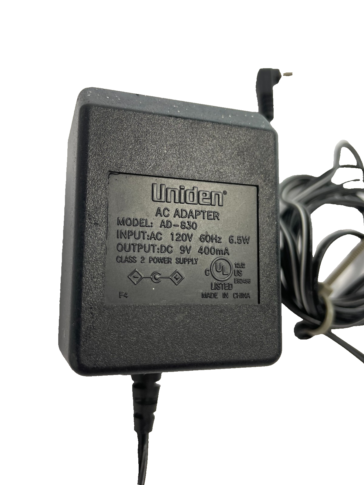 Geniune Uniden Model AD-830 Output 9V 0.40A AC Power Supply Adapter #A85