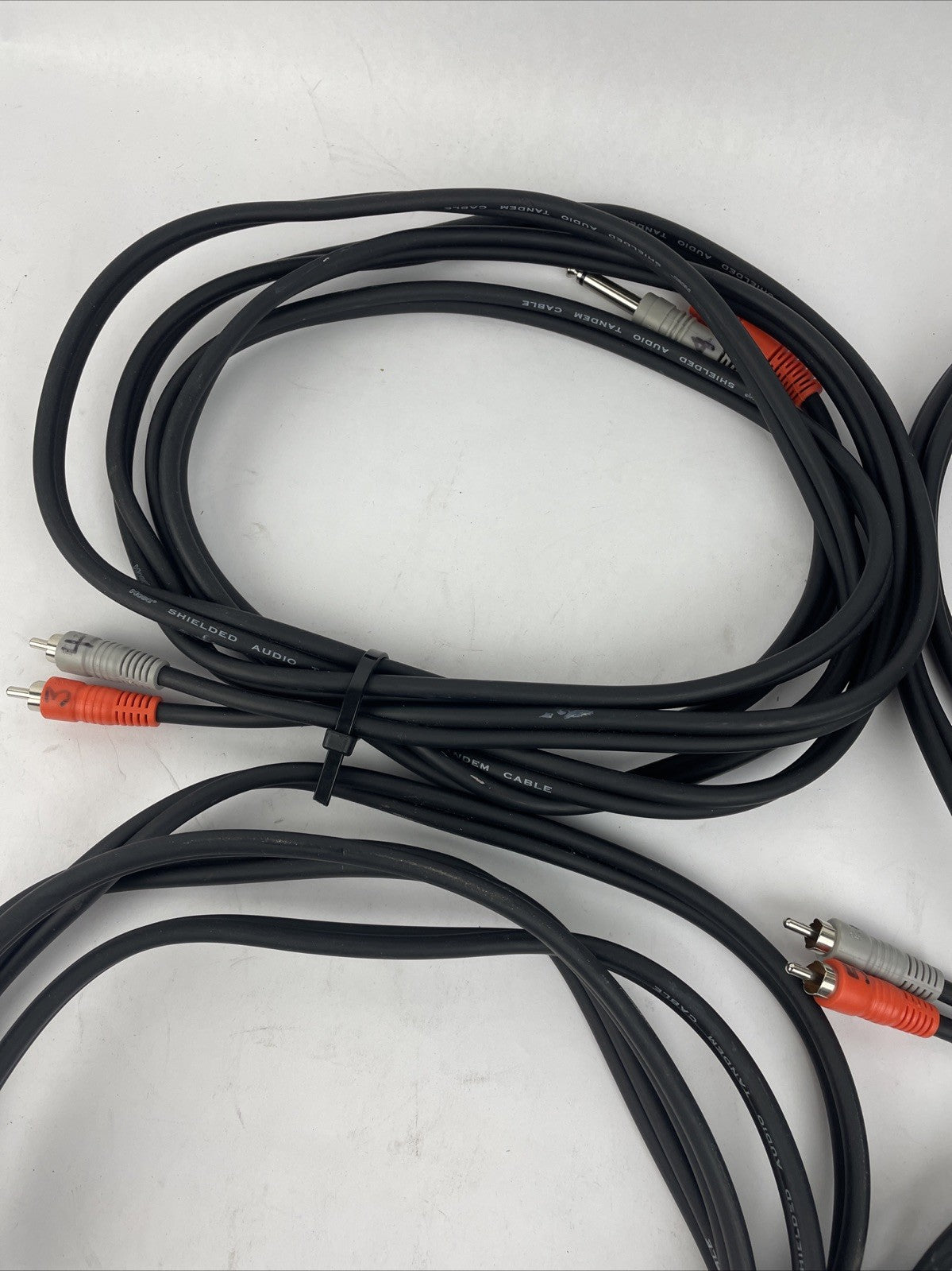 4 x 10' ft Twin Male 1/4" Mono Jack to Stereo 1/8" Jack Shielded Tandem Cable