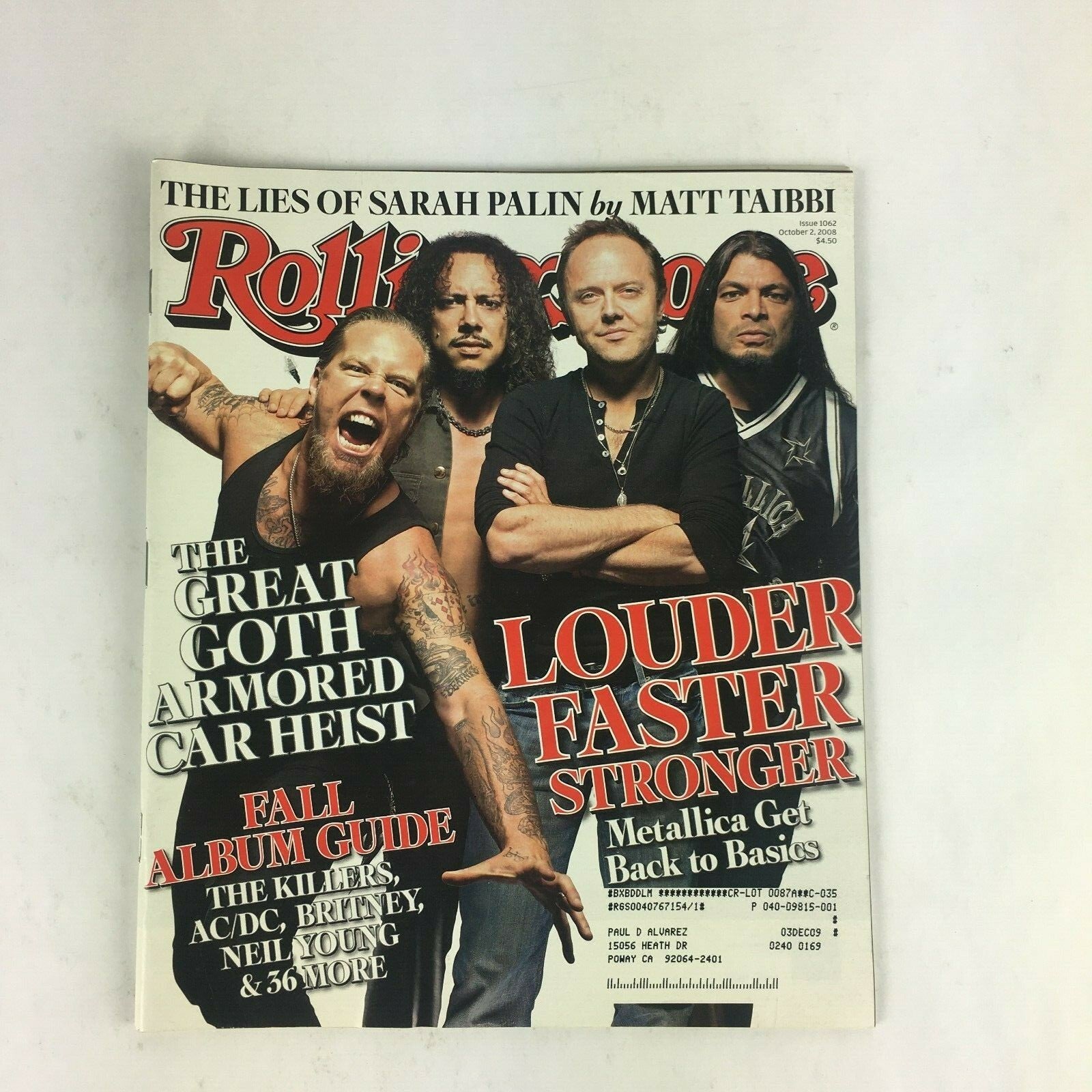 October2008 RollingStone Magazine Louder Faster Stronger Metallica Britney AC/DC